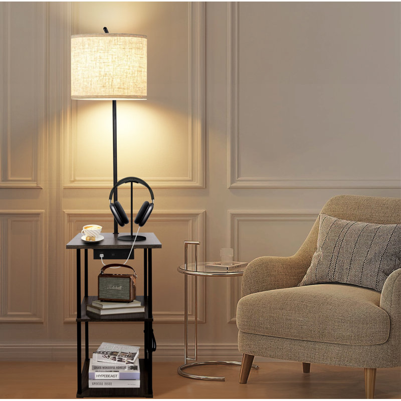 Kartrina 59.84 Tray Table Floor Lamp with USB Type C AC Port 3 Color Temperatures Wrought Studio